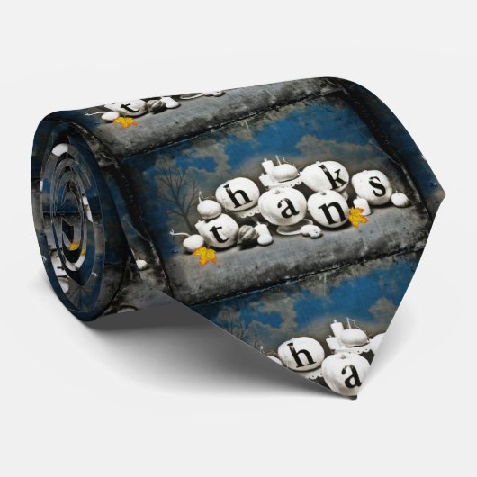 Cravate MERCI aux Citrouilles (Roulé)