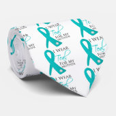 Cravate Mère - Turquoise Ribbon Cancer de l'ovaire (Roulé)