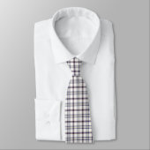 Cravate Merino White and Blue Zodiac Plaid Neck Tie (Attaché)
