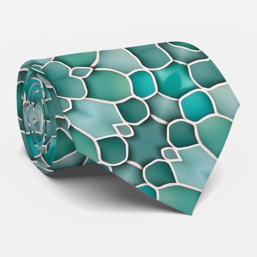 Cravate Merman Verre Vert Turquoise & Aqua Océan Thème (Roulé)