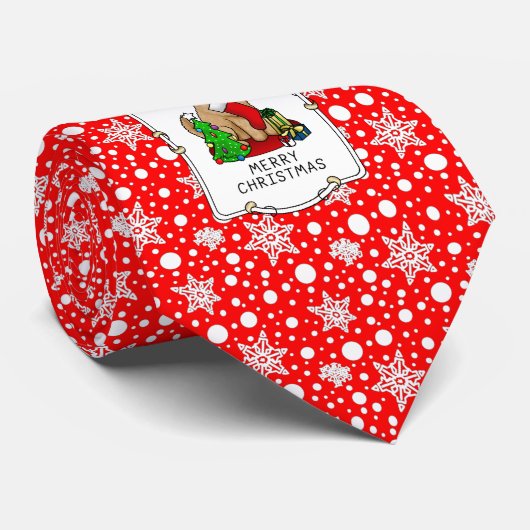 Cravate Merry Christmas 2 Goldendoodle (golden red) Cute (Roulé)