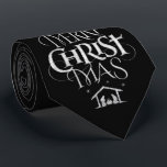 Cravate Merry CHRISTmas Christian Chalkboard Calligraphie<br><div class="desc">Nous disons "Joyeux Noël" tout le temps, mais souvent oublier l'origine des mots. Cet art présente des lettrages originaux à la main qui, dans son design unique, raconte l'histoire de Noël, simplement et élégamment dans le look tendance de tableau noir. Montrez votre esprit CHRISTmas à votre famille et à vos...</div>