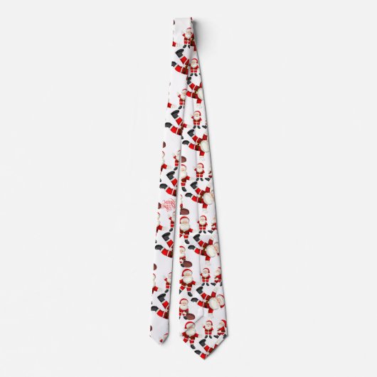 Cravate "Merry Christmas" Funny Santa Art Pattern Tie (Dos)