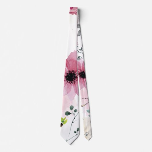 Cravate Mes fleurs de jardin (technique de l'aquarelle) (Devant)