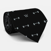 Cravate Métal Dumbbells Poids Gym Lover Monogramme Noir (Roulé)