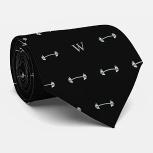 Cravate Métal Dumbbells Poids Gym Lover Monogramme Noir