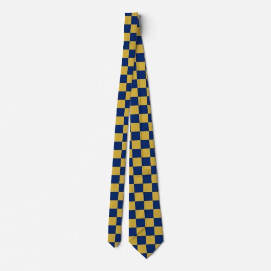Cravate Metallic Gold with Navy Square Pattern Neck Tie (Dos)