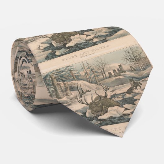 Cravate Meute de loups vintage chassant une illustration (Roulé)