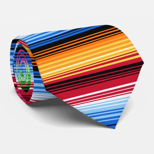 Cravate Mexican Serape Stripes, Colorful (Roulé)