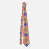 Cravate Mi-siècle méga plaid - cacao et corail (Dos)