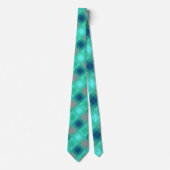 Cravate Mi-siècle mega plaid - turquoise & gris (Devant)