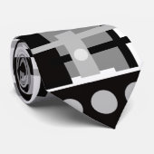 Cravate Mi-siècle moderne Noir, gris blanc Abstrait (Roulé)