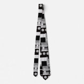 Cravate Mi-siècle moderne Noir, gris blanc Abstrait (Dos)
