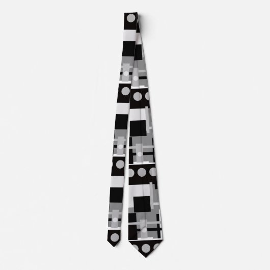 Cravate Mi-siècle moderne Noir, gris blanc Abstrait (Dos)
