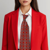 Cravate Micro motif Art déco rouge et noir