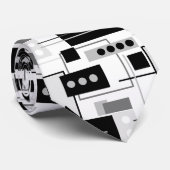 Cravate Mid Century moderne Abstrait noir blanc et gris (Roulé)