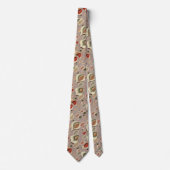 Cravate Mid Century Moderne, Vert, Feuille, Rouge, Abstrai (Devant)