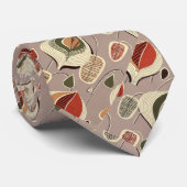 Cravate Mid Century Moderne, Vert, Feuille, Rouge, Abstrai (Roulé)