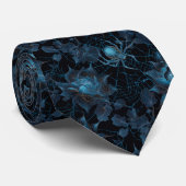 Cravate Midnight Web gothique Floral Spider Motif (Roulé)