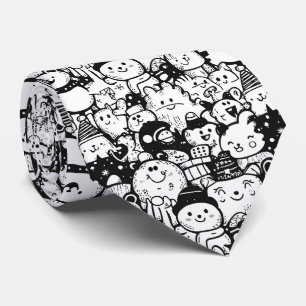 Cravate Mignon motif doodle d'animaux Kawaii (2)