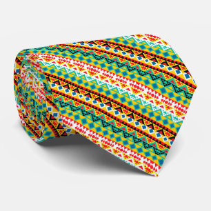 Cravate Mignon motifs aztèques colorés design