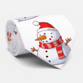 Cravate Mignonne bonhomme de neige portant un casquette ro (Roulé)