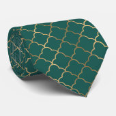 Cravate mignonne de motif d'art déco d'or vert (Roulé)