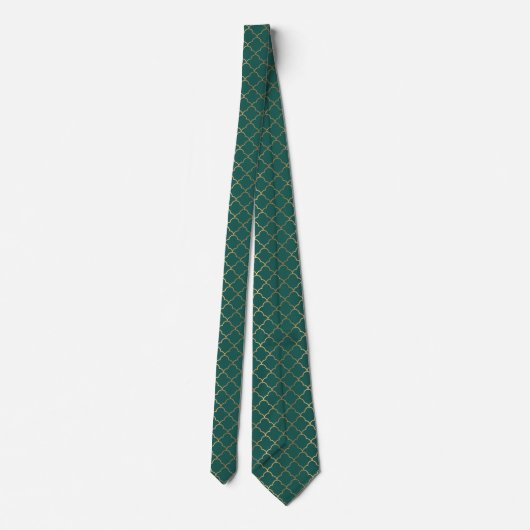 Cravate mignonne de motif d'art déco d'or vert (Dos)