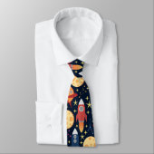 Cravate mignonne de motif de l'espace de fusées (Attaché)