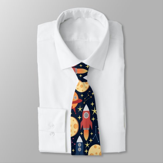 Cravate mignonne de motif de l'espace de fusées (Attaché)
