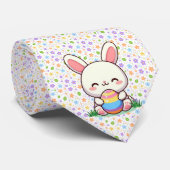 Cravate Mignonne lapin de printemps/Pâques avec oeuf (Roulé)