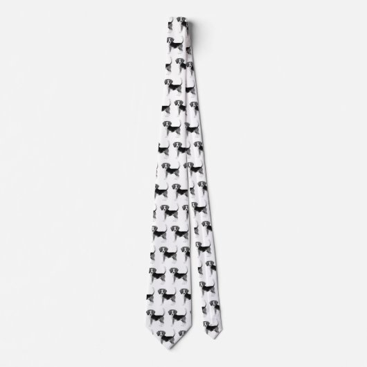 Cravate Mignonne Motif D'Un Chien Beagle En Noir Et Blanc (Devant)