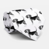 Cravate Mignonne Motif D'Un Chien Beagle En Noir Et Blanc (Roulé)