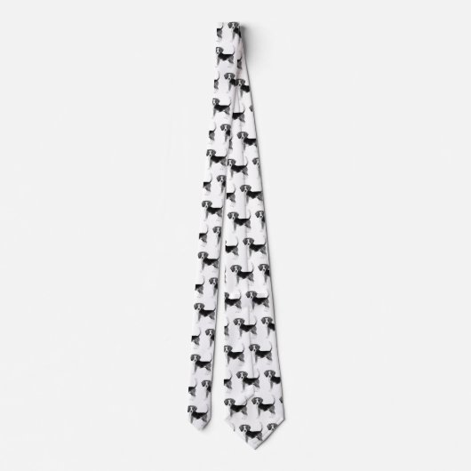 Cravate Mignonne Motif D'Un Chien Beagle En Noir Et Blanc (Dos)