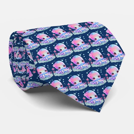 Cravate Mignonne Octopus Mer Créature Motif (Roulé)