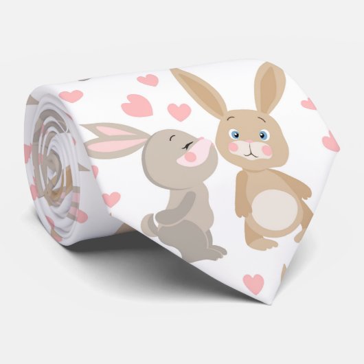 Cravate Mignons lapins Valentine (Roulé)