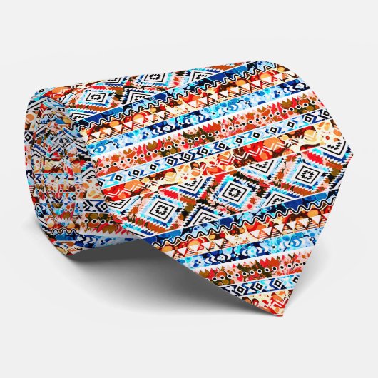Cravate Mignons motifs aztèques colorés féminins (Roulé)