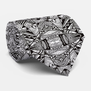 Cravate Mignons motifs de dessin abstrait noir et blanc