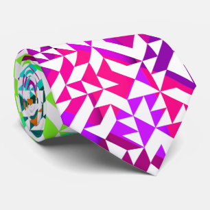 Cravate Mignons motifs géométriques colorés blancs