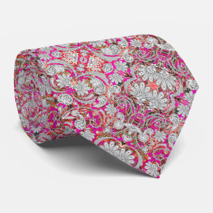 Cravate Mignons motifs paisley blanc rose