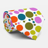 Cravate Mignons Pois Retro Vert Orange Bleu Violet (Roulé)