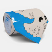 Cravate Mikitiez blanc oiseau bleu ciel été plage liberté (Roulé)