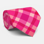 Cravate Milieu du siècle moderne Plaid, Fuchsia rose & Cor (Roulé)