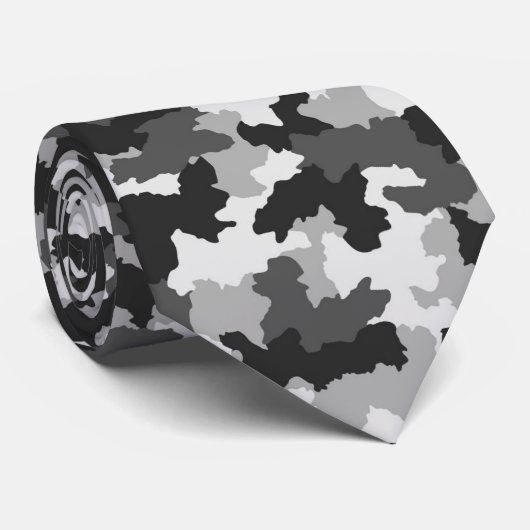 Cravate militaire noir et blanc de camouflage (Roulé)
