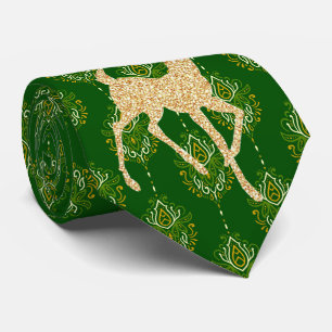 Cravate Milo Christmas Collection Gold Deer sur Green