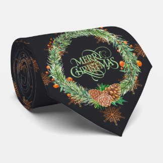 Cravate Milo Collection Noël Vert couronne avec foncé