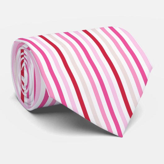 Cravate Milo Dale Pink Stripped Hommes Valentine Necktie (Roulé)
