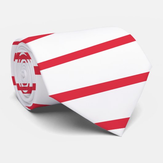 Cravate mince blanche et rouge à rayures horizonta (Roulé)