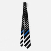Cravate Mince Ligne bleue Police American Flag Monogramme (Dos)