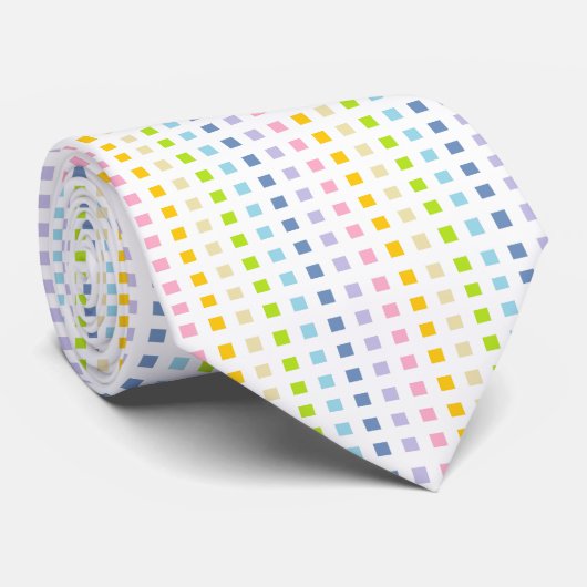 Cravate Mini carrés en pastel d'arc-en-ciel (Roulé)
